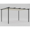 Pergola 12m² Libros alu anthracite et toile d'ombrage beige Essency