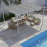 Pergola 12m² Libros alu blanc et toile d'ombrage beige - Essency