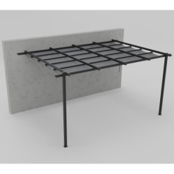Pergola adossée 12m² Libros alu anthracite et toile gris - Essency