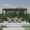 Pergola bioclimatique 9m² Torinas alu gris et lames grises - Essency