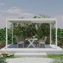 Pergola bioclimatique 9m² Torinas alu blanc - lames blanches - Essency