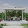 Pergola bioclimatique 9m² Torinas alu blanc - lames blanches - Essency