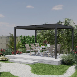 Pergola bioclimatique 12m² Torinas alu gris et lames grises - Essency