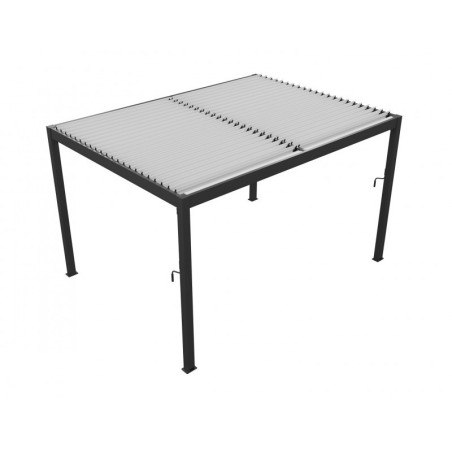 Pergola bioclimatique 12m² Torinas alu gris et lames blanches - Essency