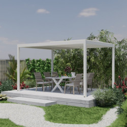 Pergola bioclimatique 12m² Torinas alu blanc - lames blanches - Essency