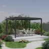 Pergola bioclimatique 16m² Torinas alu gris et lames grises - Essency