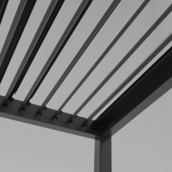 Pergola bioclimatique 16m² Torinas alu gris et lames grises - Essency