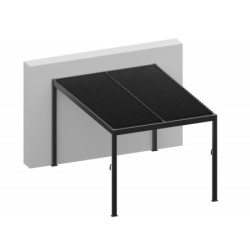 Pergola bioclimatique 16m² Torinas alu gris et lames grises - Essency