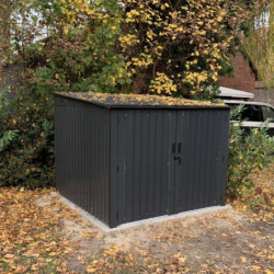 Abri pour 4 vélos en métal anthracite 4,2m² + kit d'ancrage X-METAL