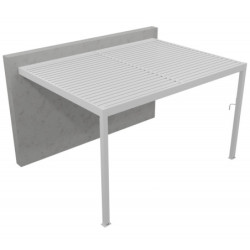 Pergola adossée 9m² Torinas alu blanc et lames blanches - Essency