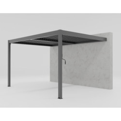 Pergola adossée 16m² Torinas alu anthracite et lames grises - Essency