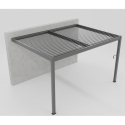 Pergola adossée 16m² Torinas alu anthracite et lames grises - Essency