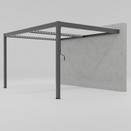 Pergola adossée 16m² Torinas alu anthracite et lames blanches - Essency