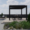 Pergola bioclimatique 9m² Seychelle alu gris et lames grises - Essency