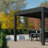 Pergola bioclimatique 9m² Seychelle alu gris et lames grises - Essency