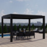 Pergola bioclimatique 16m² Seychelle alu gris et lames grises - Essency