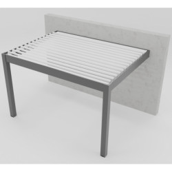 Pergola adossée 12m² Seychelle alu gris - lames orientables blanc Essency