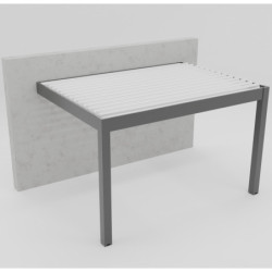 Pergola adossée 16m² Seychelle alu gris - lames orientables blanc Essency