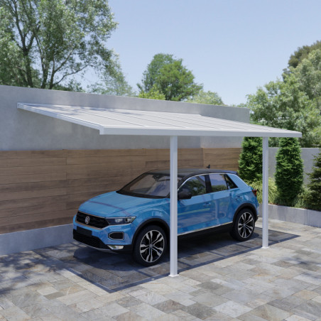 Carport adossé Mirabou - H280cm - 2 poteaux - alu blanc - Essency