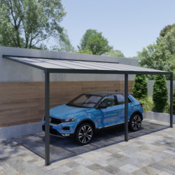 Carport adossé Mirabou - H280cm - 3 poteaux - alu gris - Essency