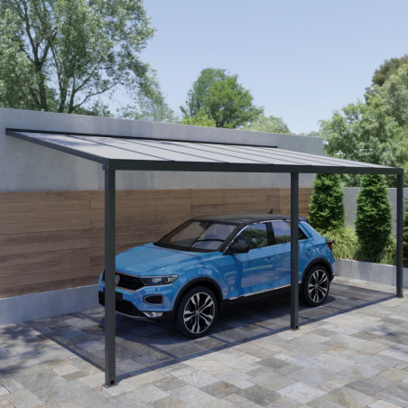 Carport adossé Mirabou - H260cm - 3 poteaux - alu gris - Essency