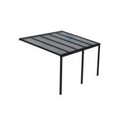 Carport adossé Mirabou - H260cm - 3 poteaux - alu gris - Essency