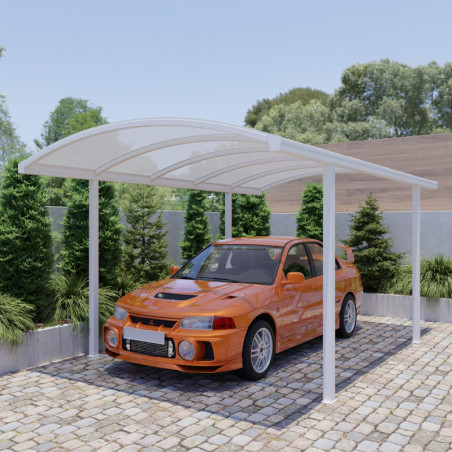 Carport Luminar 21m² - poteaux H250cm - alu blanc - Essency