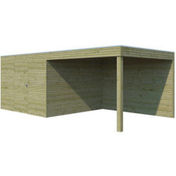 Abri Qube en bois traité autoclave 27mm+ extension 18m² Gardenas