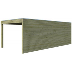 Abri Qube en bois traité autoclave 27mm+ extension 18m² Gardenas