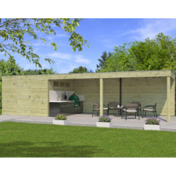 Abri Qube en bois traité autoclave 27mm+ extension 27m² Gardenas