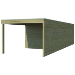 Abri Qube en bois traité autoclave 27mm+extension 24,3m² Gardenas