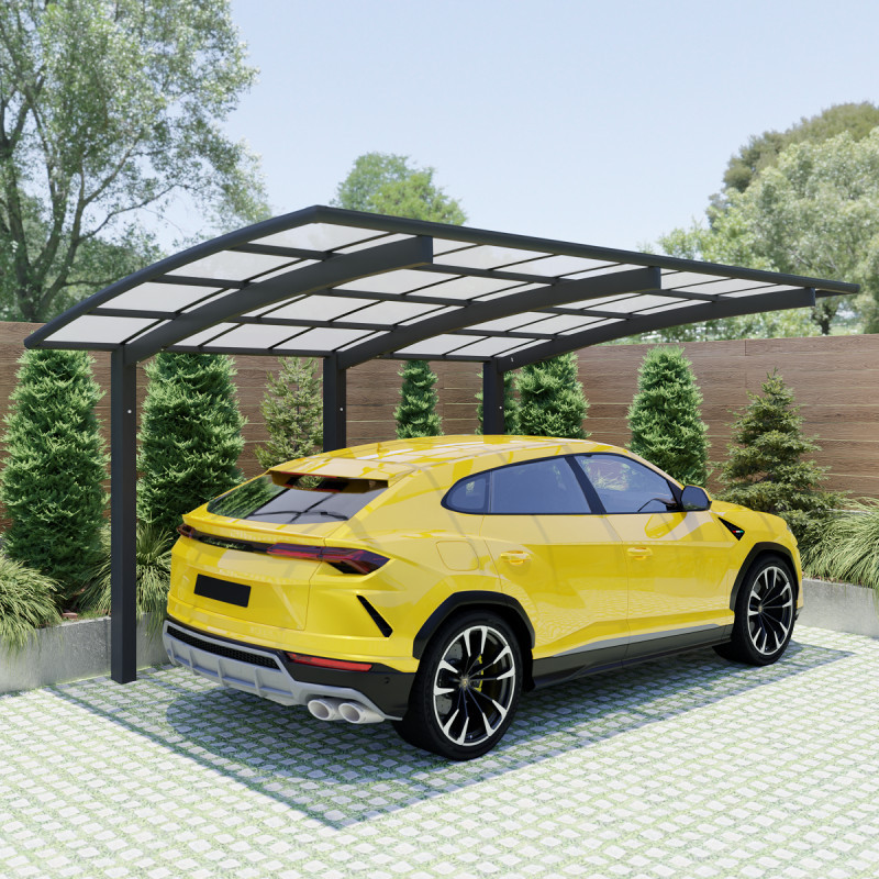 Carport Zeus - H220cm - 3 poteaux - alu gris - tendance - Essency