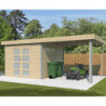 Abri Kasuko S 8,7m² en bois traité 28mm+extension 285cm Gardenas