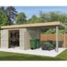 Abri Kasuko S 8,7m² en bois traité 28mm+extension 285cm Gardenas