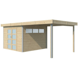 Abri Kasuko S 8,7m² en bois traité 28mm+extension 285cm Gardenas