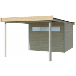 Abri Kasuko S 8,7m² en bois traité 28mm+extension 285cm Gardenas