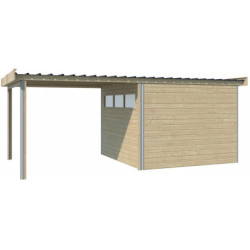 Abri Kasuko S 8,7m² en bois traité 28mm+extension 285cm Gardenas