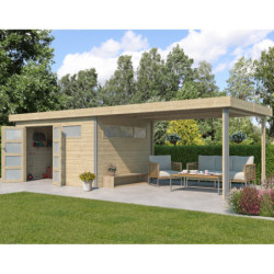 Abri Kasuko M 11,36m² en bois traité+extension 400cm Gardenas