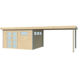 Abri Kasuko M 11,36m² en bois traité+extension 400cm Gardenas