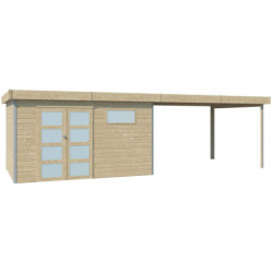 Abri Kasuko M 11,36m² en bois traité+extension 400cm Gardenas