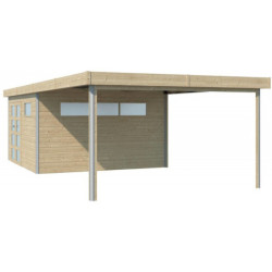 Abri Kasuko L 14,82m² en bois traité+extension 400cm Gardenas
