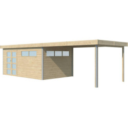 Abri Kasuko XL 14,31m² en bois traité+extension 400cm Gardenas