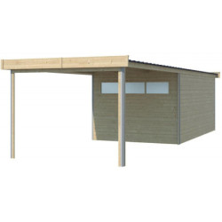 Abri Kasuko XL 14,31m² en bois traité+extension 400cm Gardenas