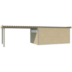Abri Kasuko XL 14,31m² en bois traité+extension 400cm Gardenas