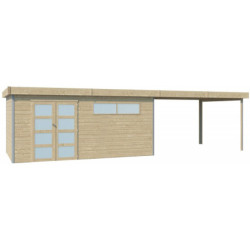 Abri Kasuko XL 14,31m² en bois traité+extension 400cm Gardenas