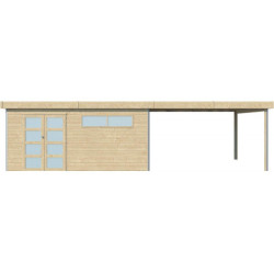Abri Kasuko XXL 18,67m² en bois traité+extension 400cm Gardenas