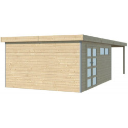 Abri Kasuko XXL 18,67m² en bois traité+extension 400cm Gardenas
