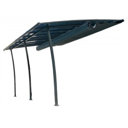 Pergola en aluminium ,acier et polycarbonate adossée gris anthracite - OSLO