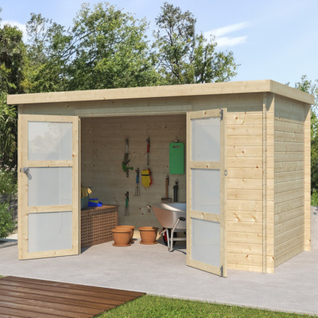 Chalet Nyborg 6,36m² en bois massif 19mm+porte vitrée Gardenas