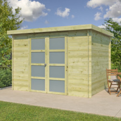 Chalet Umea 8,5m² en bois traité 19mm+porte vitrée Gardenas